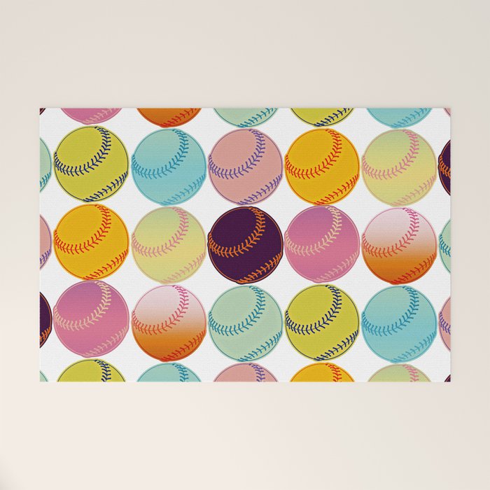 Pop Art Baseballs Welcome Mat Gallery Image 1