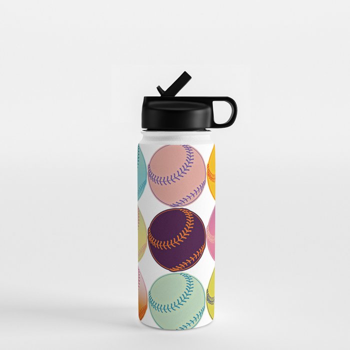 Pop Art Baseballs Water Bottle Gallery Image 1