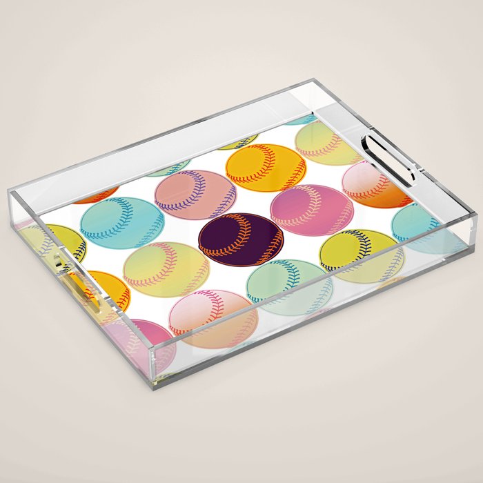 Pop Art Baseballs Acrylic Tray Gallery Image 1
