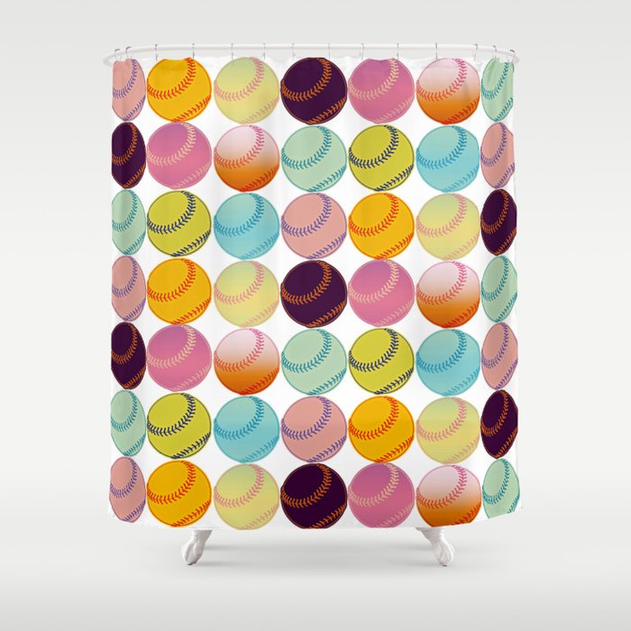 Pop Art Baseballs Shower Curtain Gallery Image 1