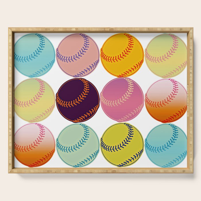 Pop Art Baseballs Serving Tray Gallery Image 1