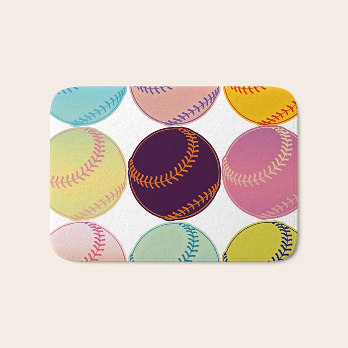 Pop Art Baseballs Bath Mat Gallery Image 1
