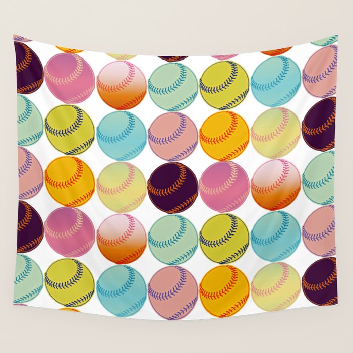 Pop Art Baseballs Wall Tapestry Gallery Image 1