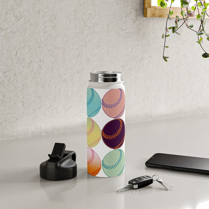 Pop Art Baseballs Water Bottle Gallery Image 4
