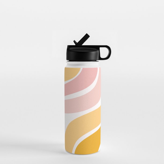 Abstract Shapes 37 in Mustard Yellow and Pale Pink Water Bottle Gallery Image 1
