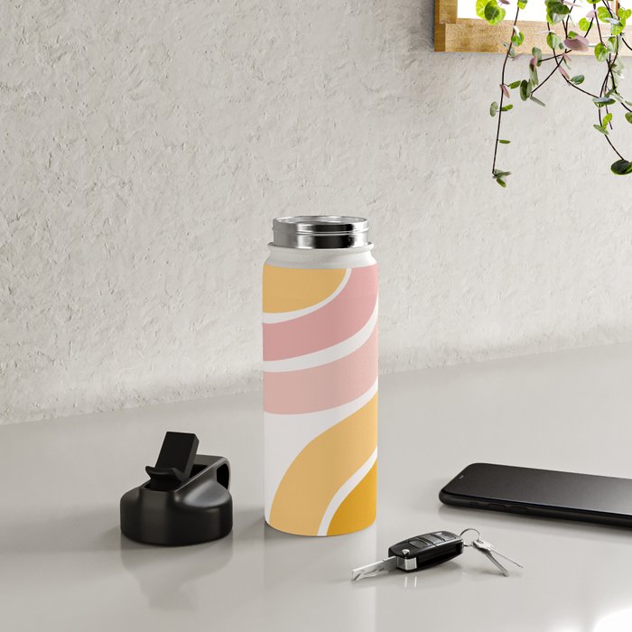 Abstract Shapes 37 in Mustard Yellow and Pale Pink Water Bottle Gallery Image 4