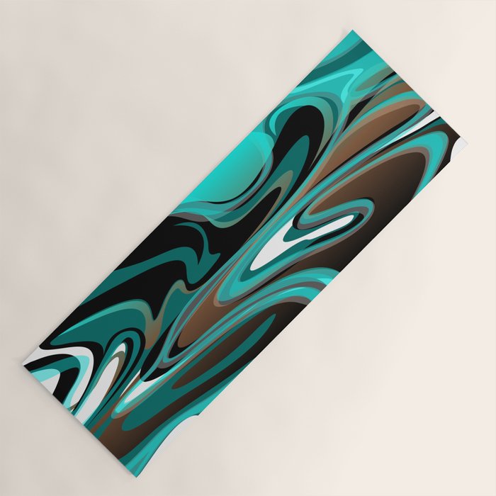 Liquify - Brown, Turquoise, Teal, Black, White Yoga Mat Gallery Image 1