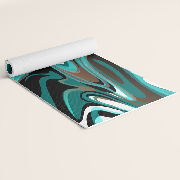 Liquify - Brown, Turquoise, Teal, Black, White Yoga Mat Gallery Image 2