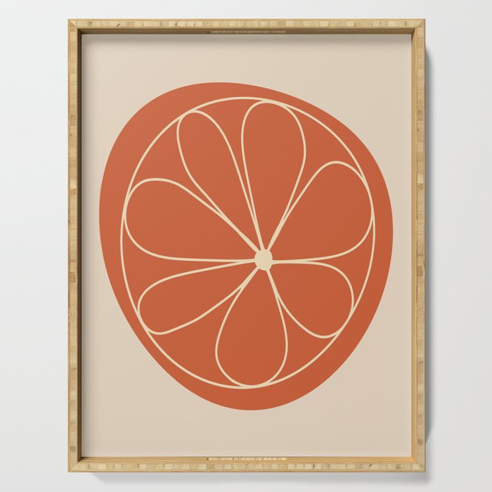 Daisy Line Abstract - Red Serving Tray Gallery Image 1