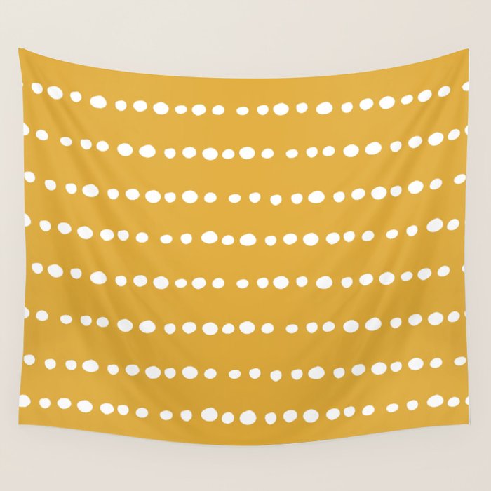 Spotted, Mustard Yellow, Boho Prints Wall Tapestry Gallery Image 4