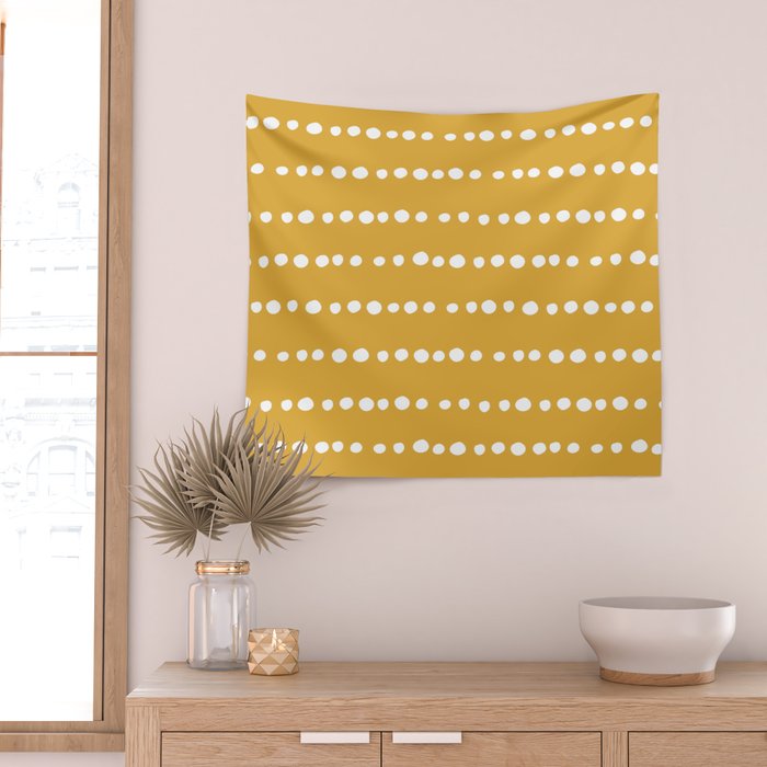 Spotted, Mustard Yellow, Boho Prints Wall Tapestry Gallery Image 2