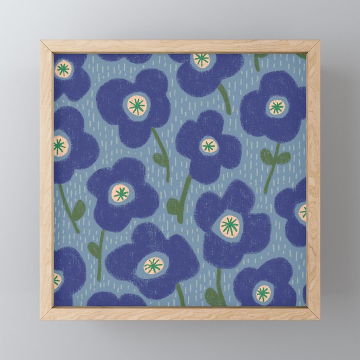 Little flowers blue Mini Art Print Gallery Image 1