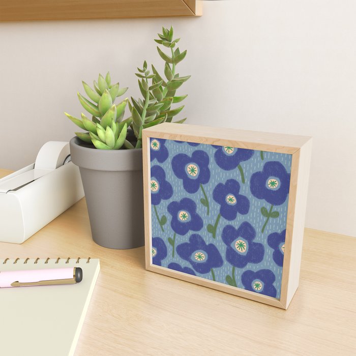 Little flowers blue Mini Art Print Gallery Image 2