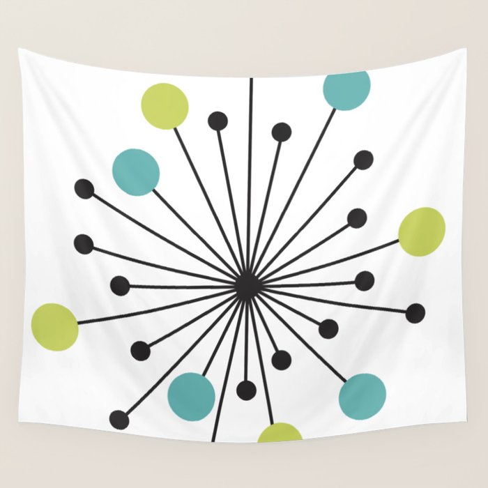 Atomic Age Nuclear Motif â Mid Century Modern Wall Tapestry Gallery Image 1