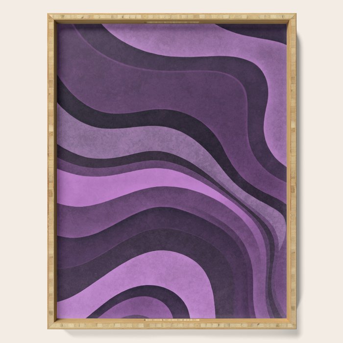 Wavy Watercolor Groovy Purple Shapes Serving Tray Gallery Image 1