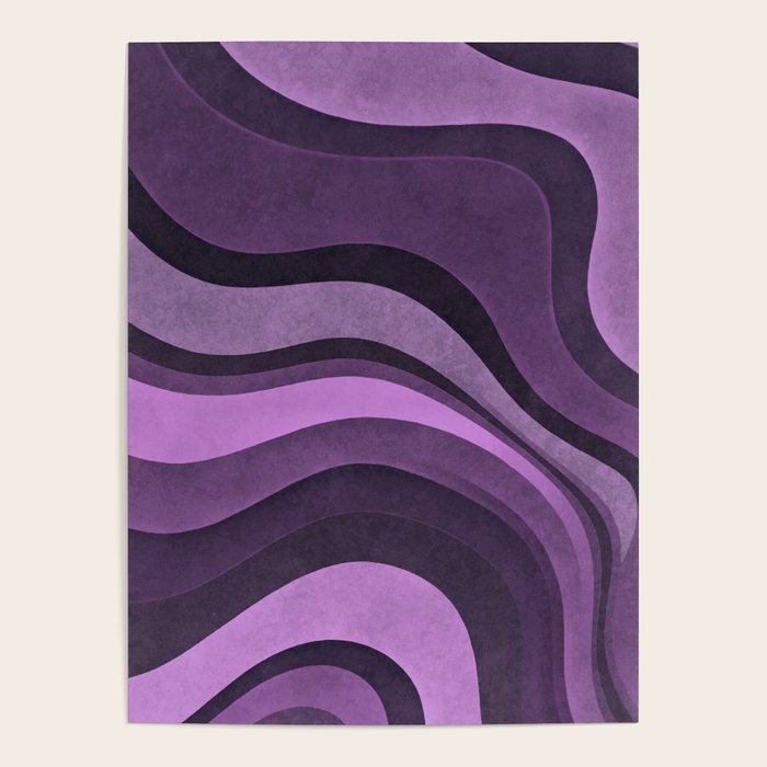 Wavy Watercolor Groovy Purple Shapes Poster Gallery Image 1
