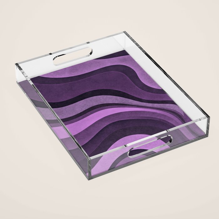 Wavy Watercolor Groovy Purple Shapes Acrylic Tray Gallery Image 1