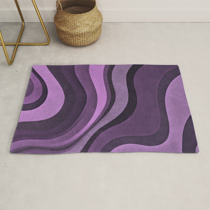 Wavy Watercolor Groovy Purple Shapes Rug Gallery Image 1