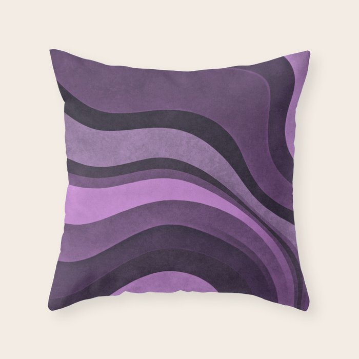 Wavy Watercolor Groovy Purple Shapes Throw Pillow Gallery Image 6