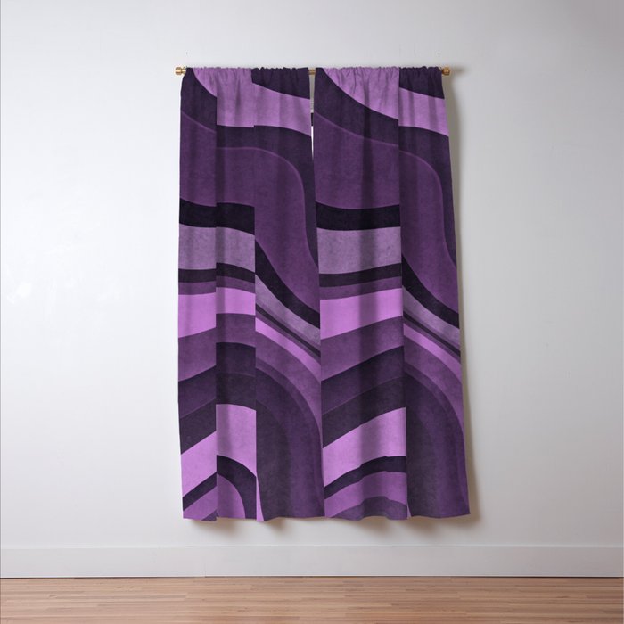 Wavy Watercolor Groovy Purple Shapes Window Curtain Gallery Image 3