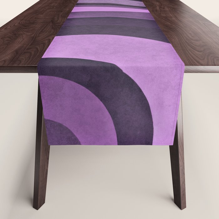 Wavy Watercolor Groovy Purple Shapes Table Runner Gallery Image 1