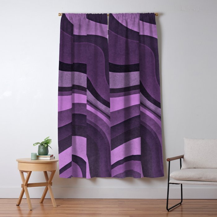 Wavy Watercolor Groovy Purple Shapes Window Curtain Gallery Image 1