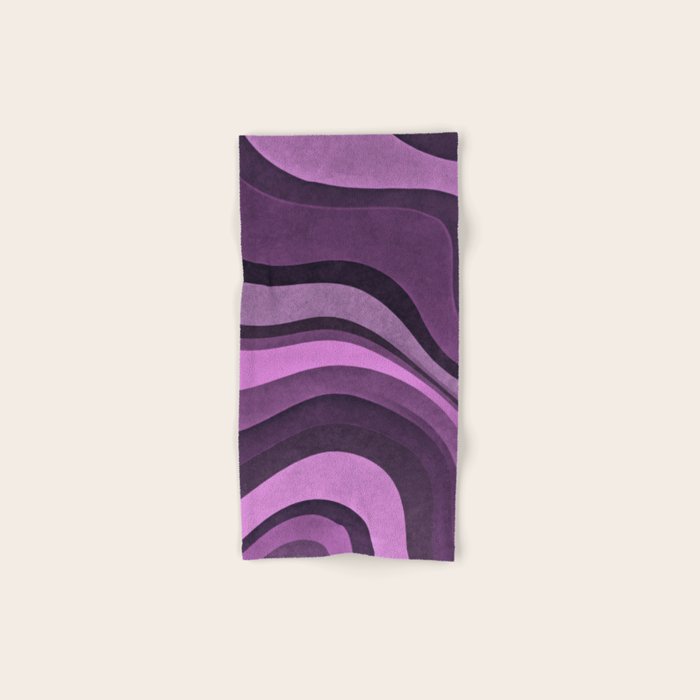 Wavy Watercolor Groovy Purple Shapes Bath Towel Gallery Image 1