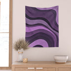 Wavy Watercolor Groovy Purple Shapes Wall Tapestry Gallery Image 2