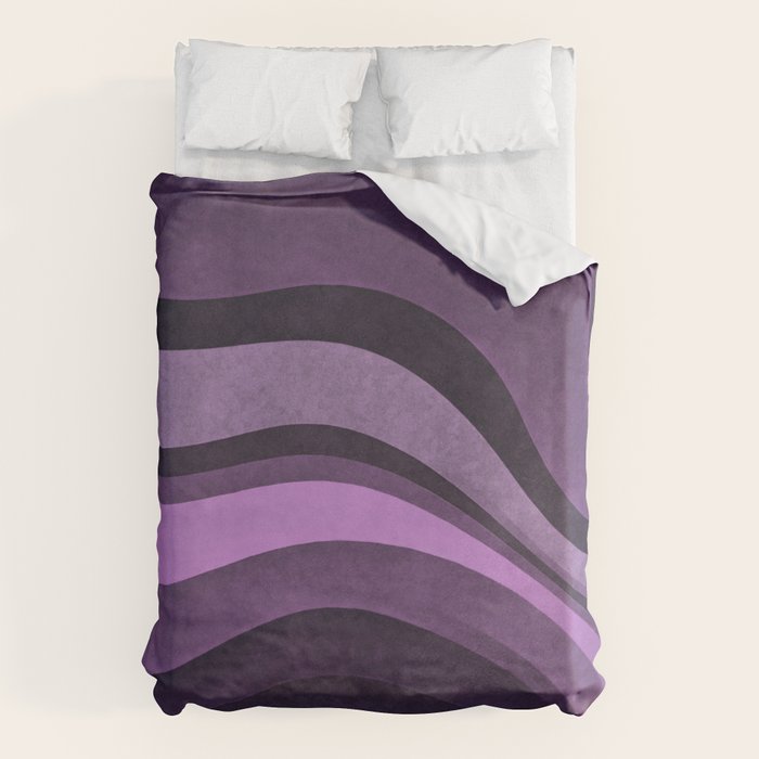 Wavy Watercolor Groovy Purple Shapes Duvet Cover Gallery Image 1