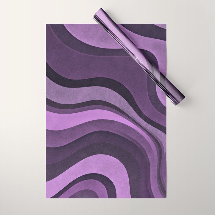 Wavy Watercolor Groovy Purple Shapes Wrapping Paper Gallery Image 1
