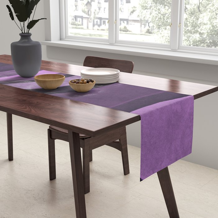 Wavy Watercolor Groovy Purple Shapes Table Runner Gallery Image 2