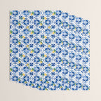 Blue tiles,mosaic,Mediterranean tiles,majolica art ,lemon ,citrus, Wrapping Paper Gallery Image 3