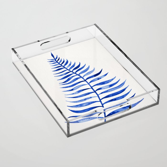 Navy Palm Leaf Acrylic Tray Gallery Image 1