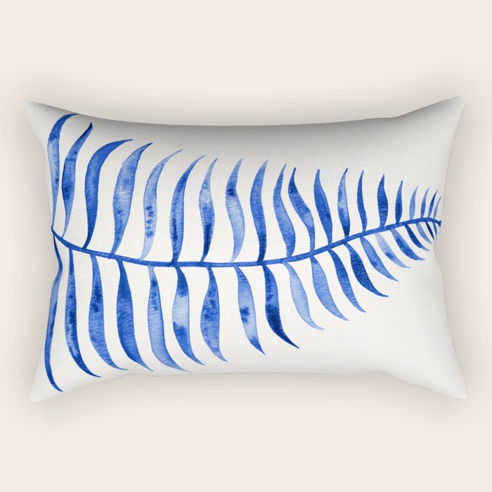 Navy Palm Leaf Rectangular Pillow Gallery Image 2