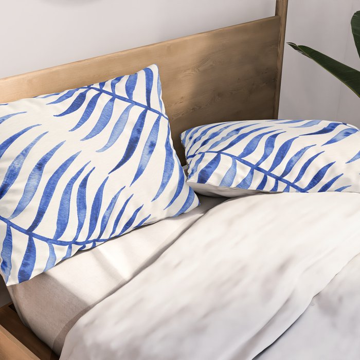 Navy Palm Leaf Pillow Sham Gallery Image 2