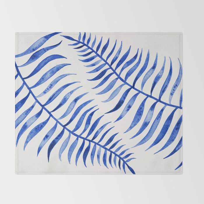 Navy Palm Leaf Throw Blanket Gallery Image 2
