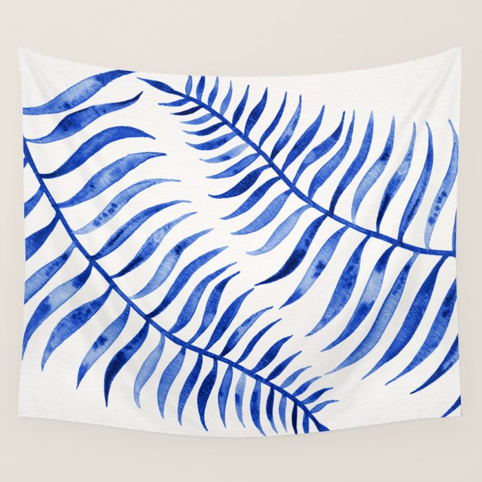Navy Palm Leaf Wall Tapestry Gallery Image 4