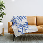 Navy Palm Leaf Throw Blanket Gallery Image 1