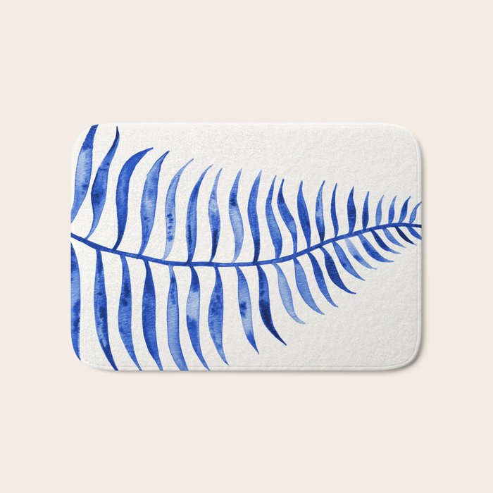 Navy Palm Leaf Bath Mat Gallery Image 1