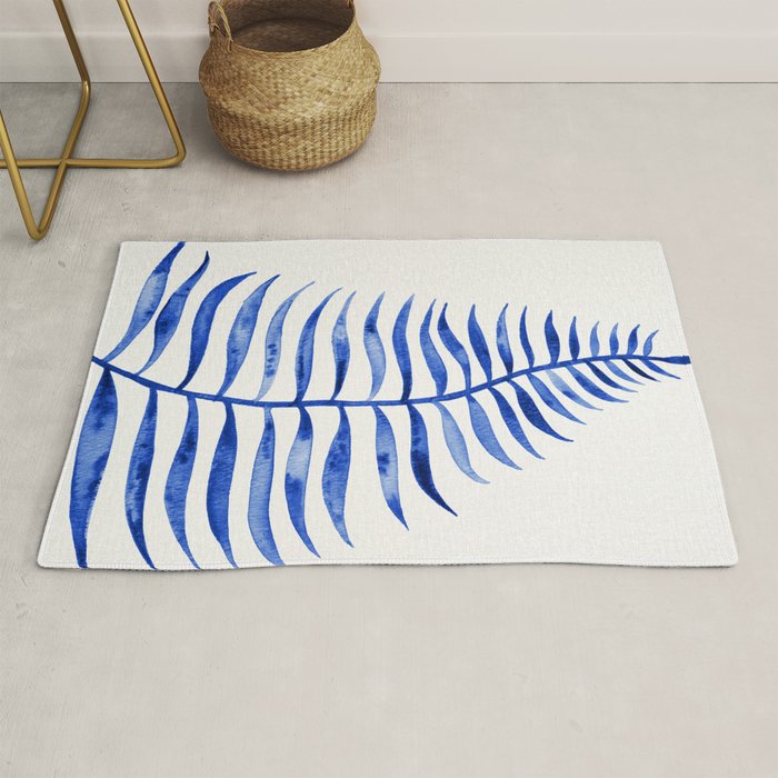 Navy Palm Leaf Rug Gallery Image 1