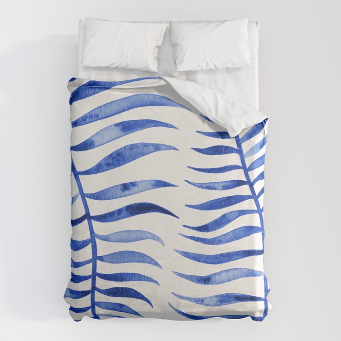Navy Palm Leaf Duvet Cover Gallery Image 1