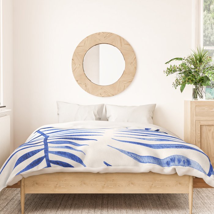Navy Palm Leaf Duvet Cover Gallery Image 3