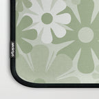Retro 60s 70s Aesthetic Floral Pattern in Pretty Pastel Sage Green Laptop Sleeve Gallery Image 3