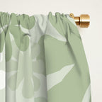 Retro 60s 70s Aesthetic Floral Pattern in Pretty Pastel Sage Green Window Curtain Gallery Image 2