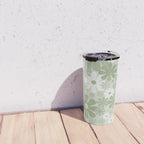 Retro 60s 70s Aesthetic Floral Pattern in Pretty Pastel Sage Green Travel Mug Gallery Image 4