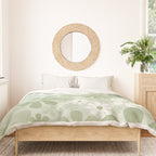Retro 60s 70s Aesthetic Floral Pattern in Pretty Pastel Sage Green Duvet Cover Gallery Image 3