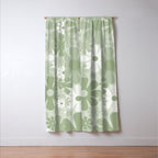 Retro 60s 70s Aesthetic Floral Pattern in Pretty Pastel Sage Green Window Curtain Gallery Image 3