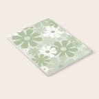 Retro 60s 70s Aesthetic Floral Pattern in Pretty Pastel Sage Green Notebook Gallery Image 3