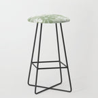 Retro 60s 70s Aesthetic Floral Pattern in Pretty Pastel Sage Green Stool Gallery Image 1