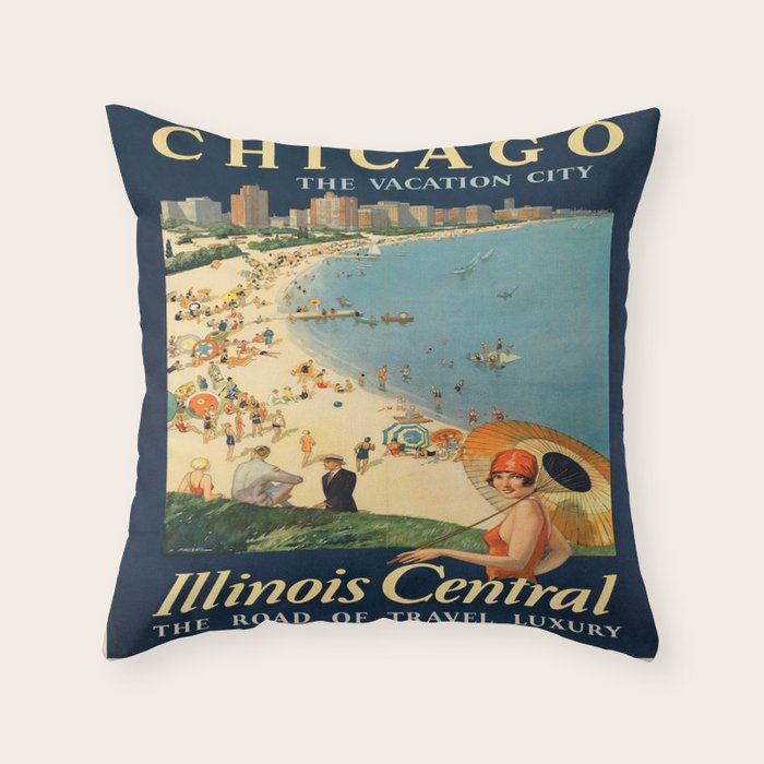Vintage poster - Chicago Throw Pillow Gallery Image 6